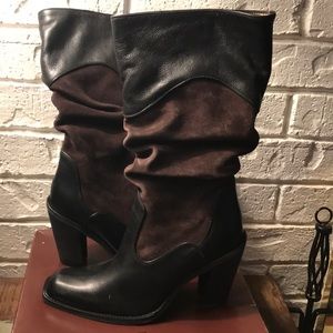 Antonio Melani black and brown suede boots